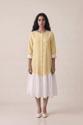 Yellow Striped Embroidered Dress