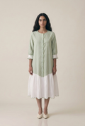 Green Striped Embroidered Dress