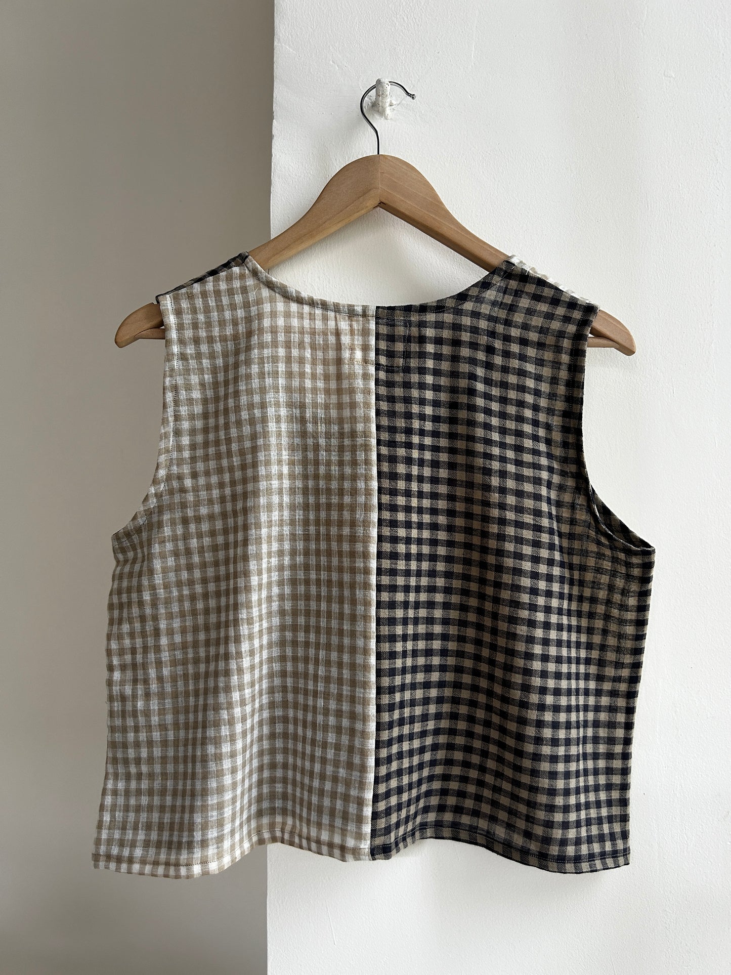 Panelled Check Crop Top