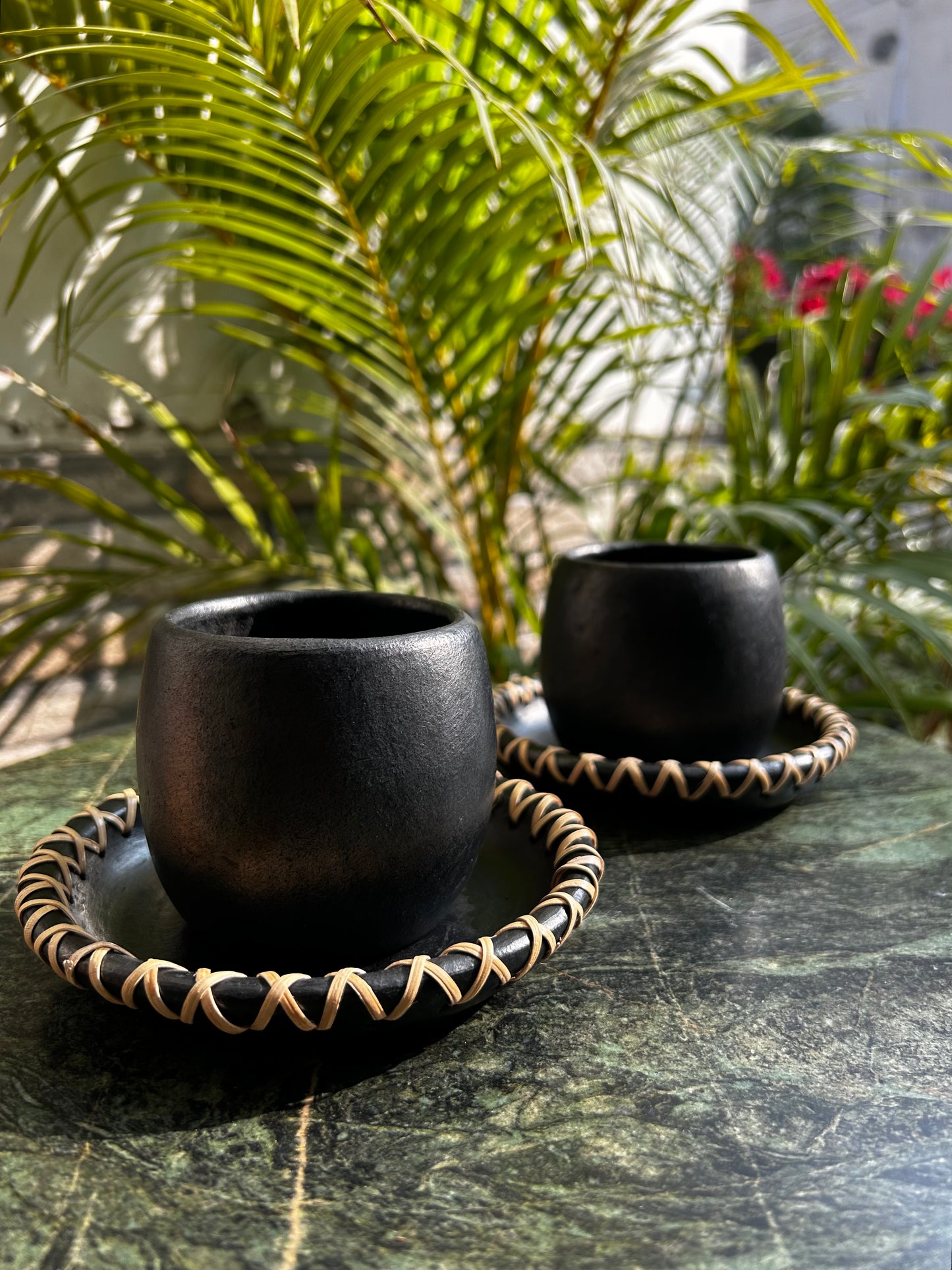 Deep Bowl With Saucer (Set of Two) | Longpi Black Pottery