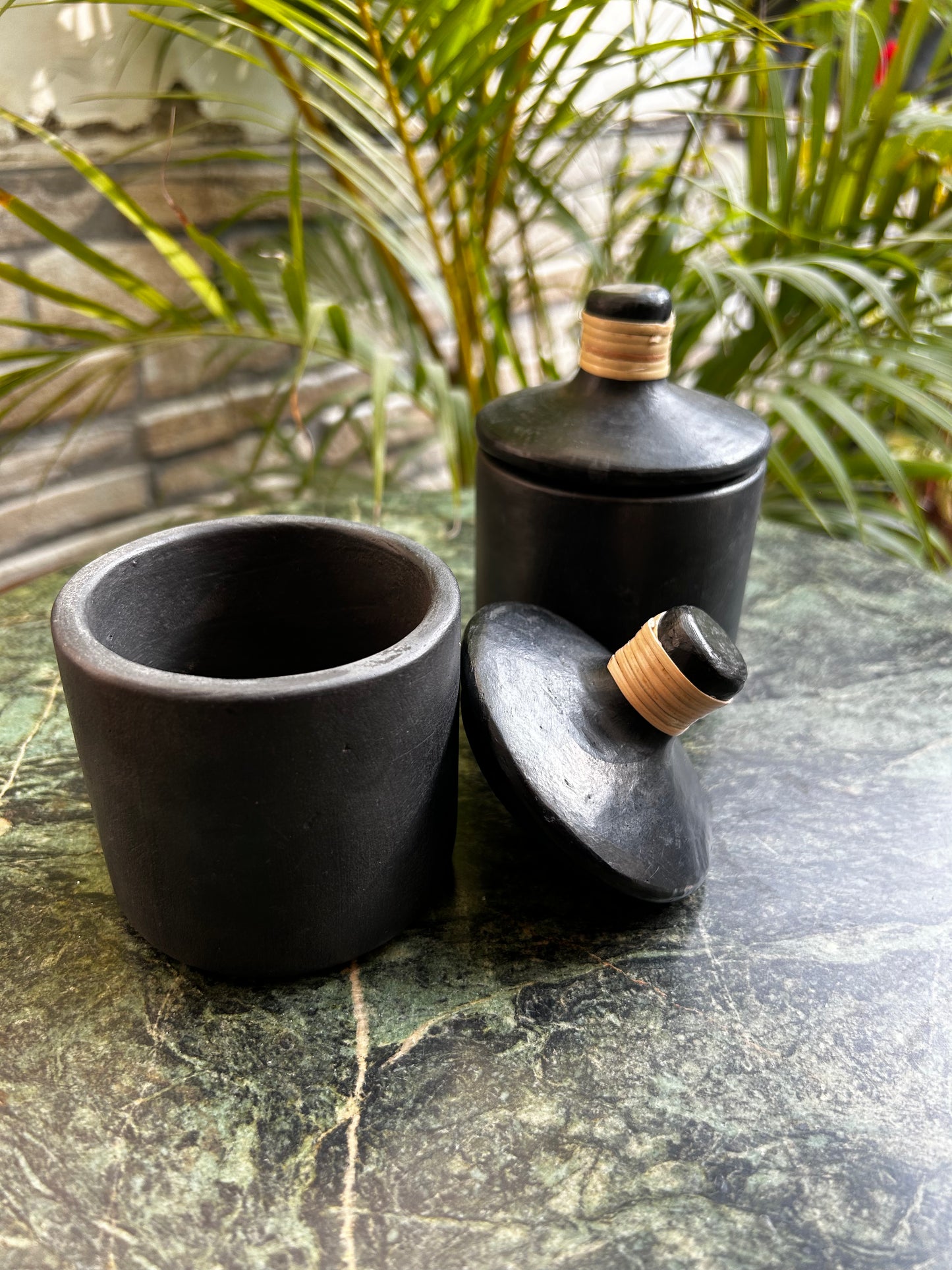 Sugar pot (Set of Two) | Longpi Black Pottery