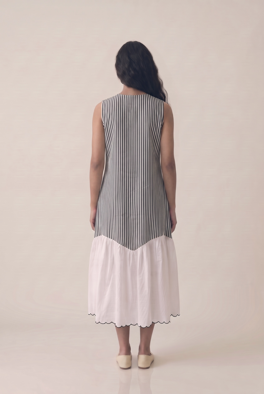 Black Striped Embroidered Dress