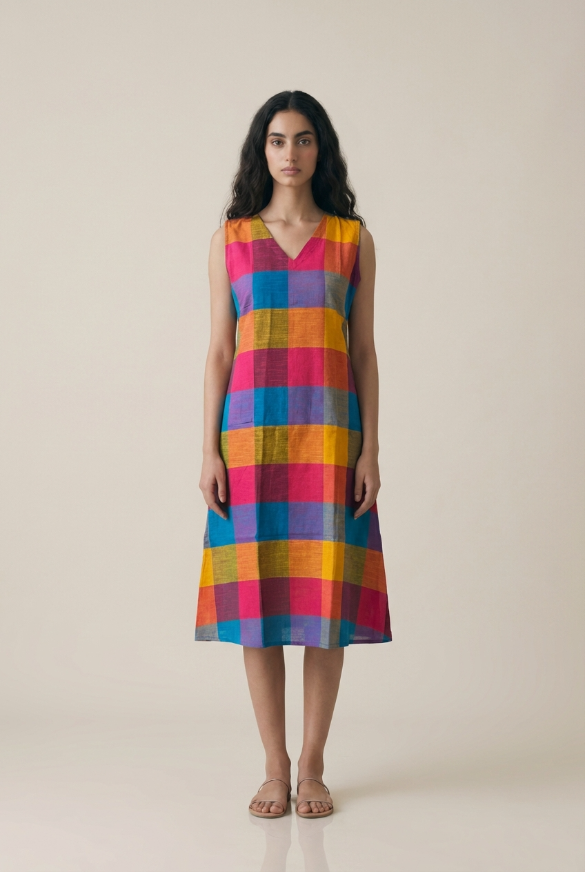 Multicolor Check Dress