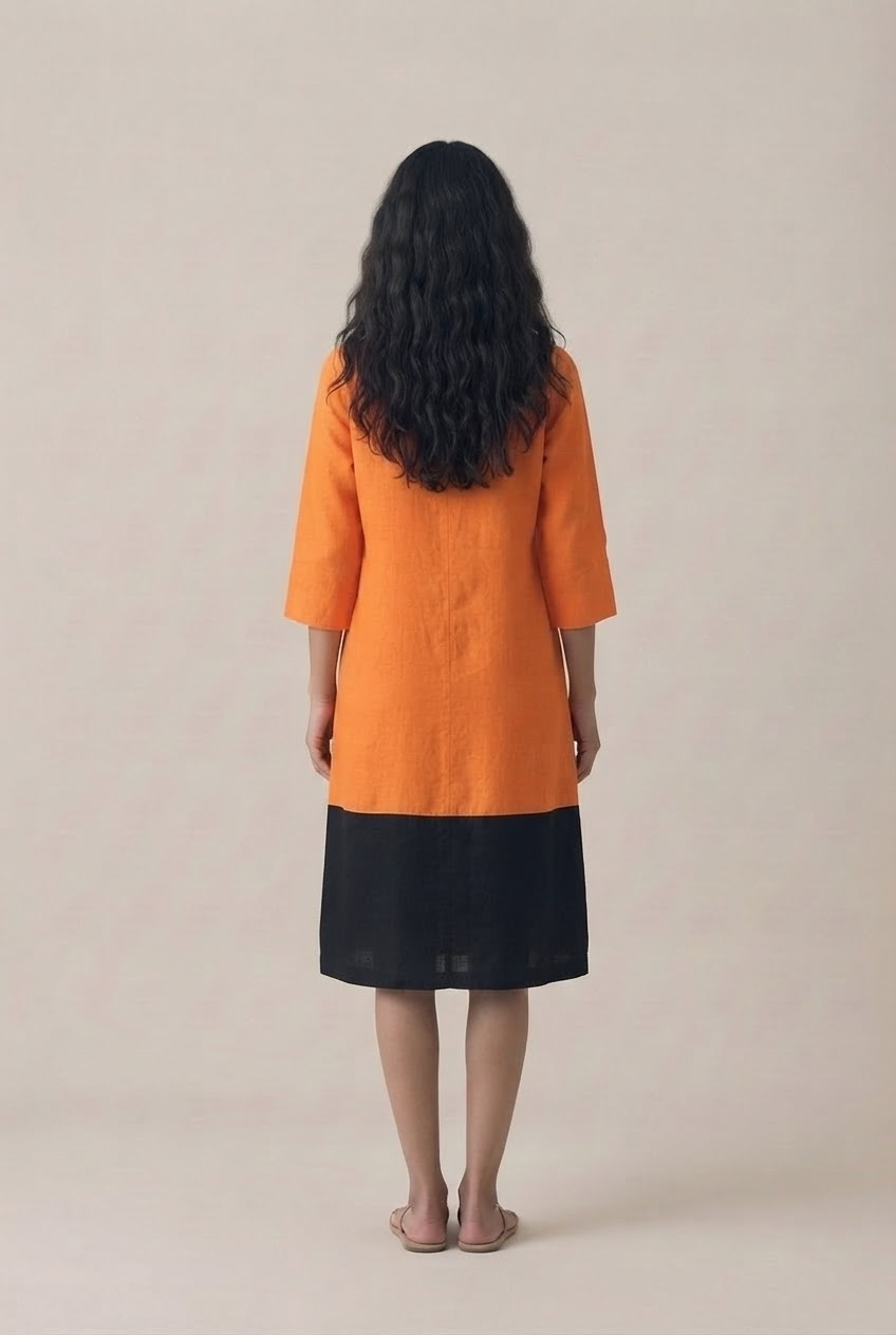 Mandarin Color Block Dress