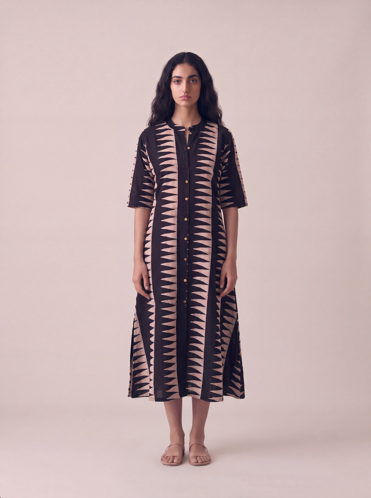 Ajrak Buttoned Dress