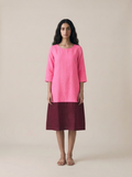 Pink Burgundy Color Block Dress